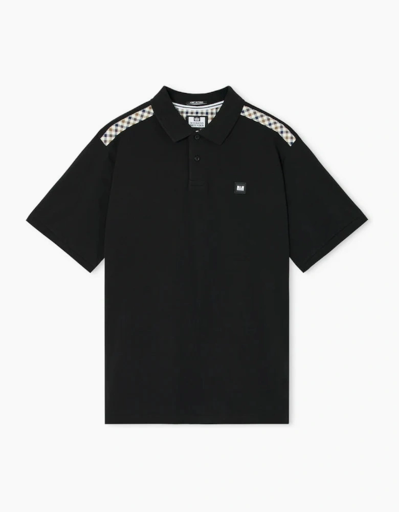 Weekend Offender Rowley Mid House Check Polo Shirt - Black