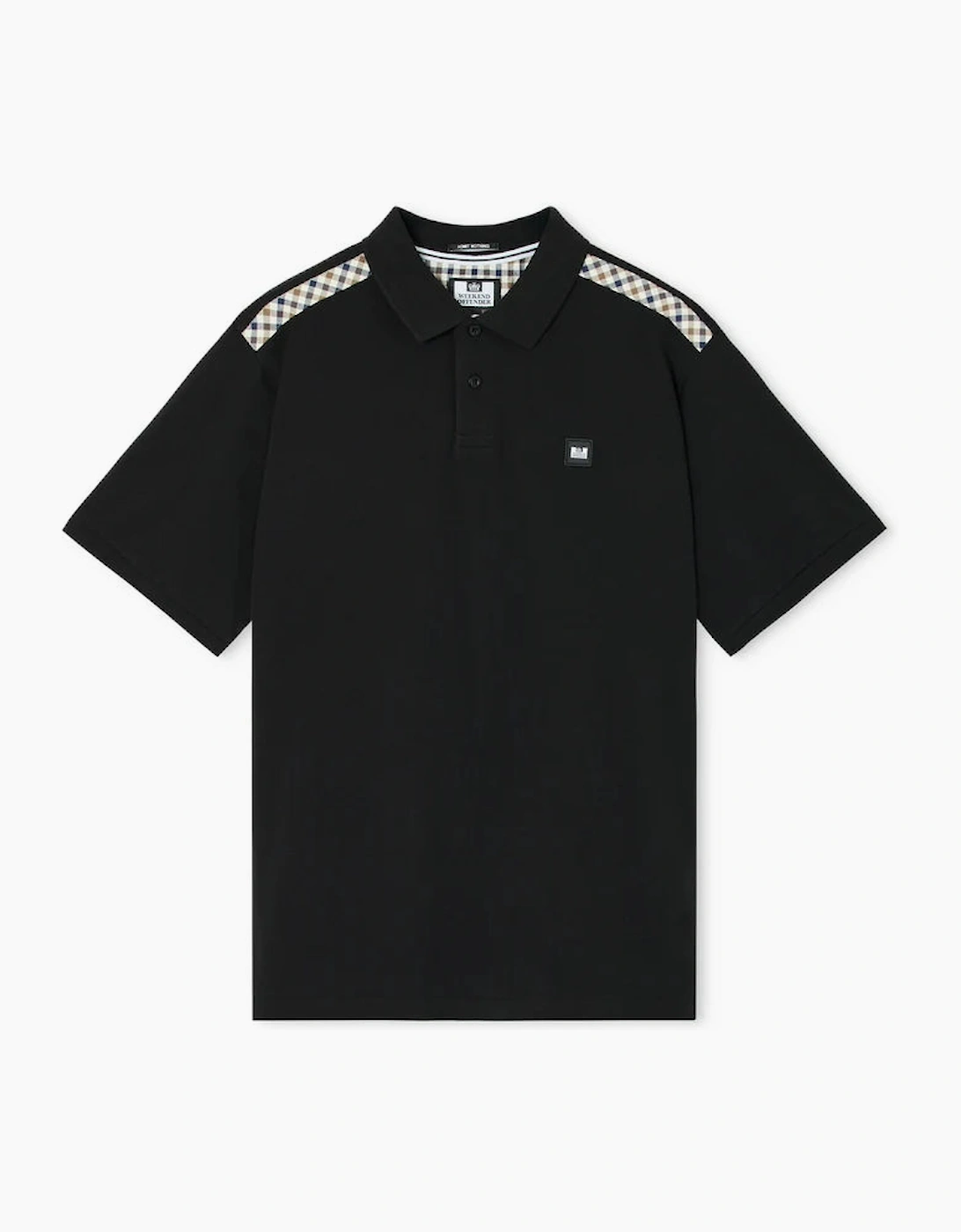Weekend Offender Rowley Mid House Check Polo Shirt - Black