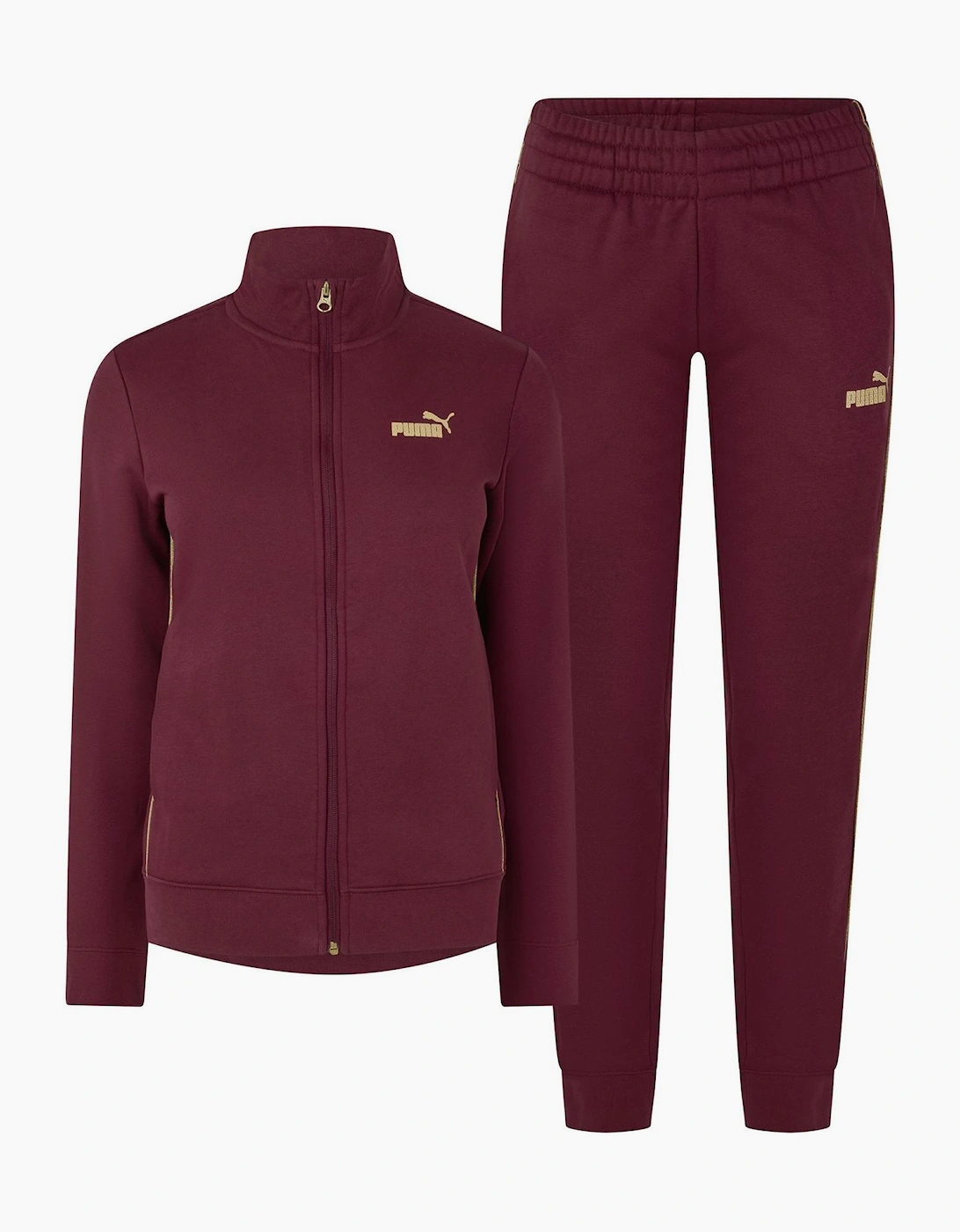 Puma Women's Textured Foil Logo Full Zip Fleece Tracksuit - Size: 8