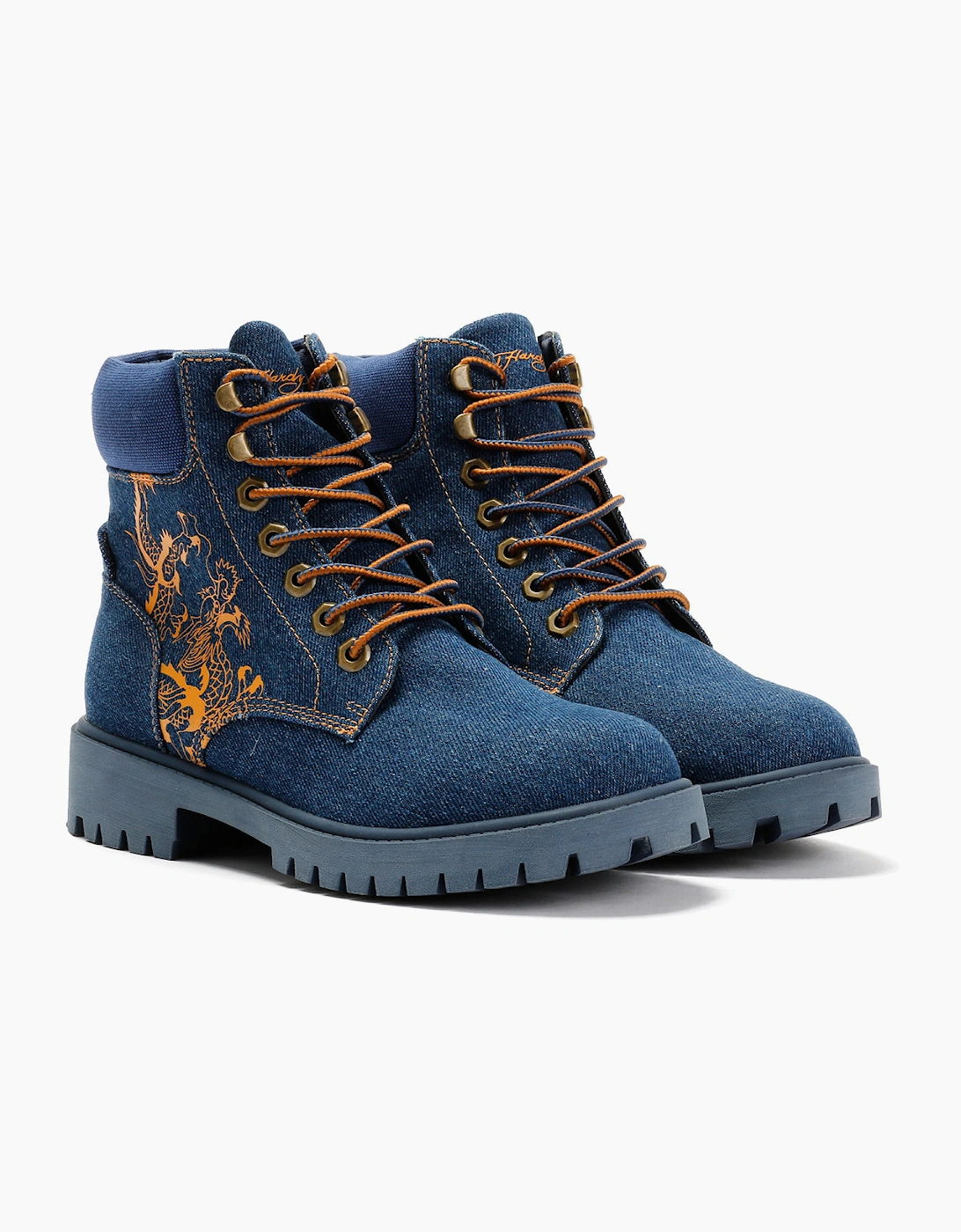Ed Hardy Dancing Dragon Denim Women's Indigo Boots