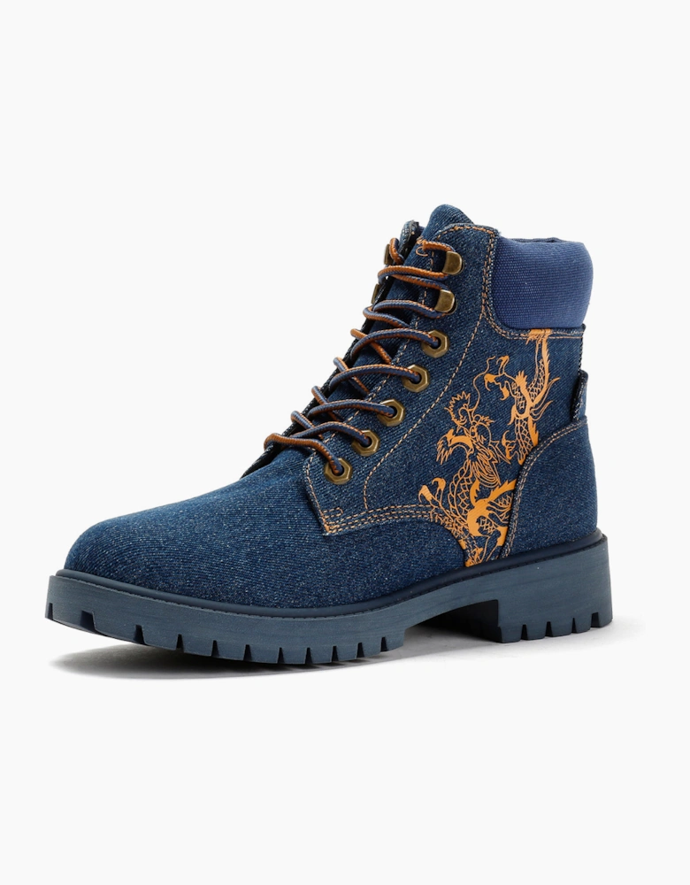 Ed Hardy Dancing Dragon Denim Women's Indigo Boots