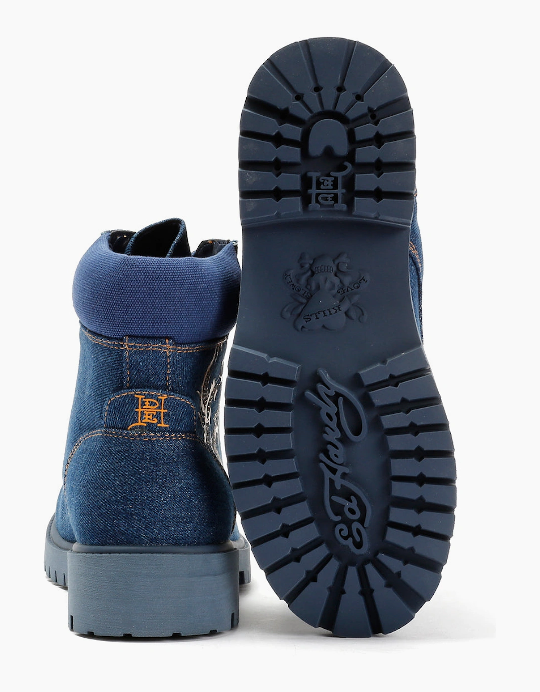 Ed Hardy Dancing Dragon Denim Women's Indigo Boots