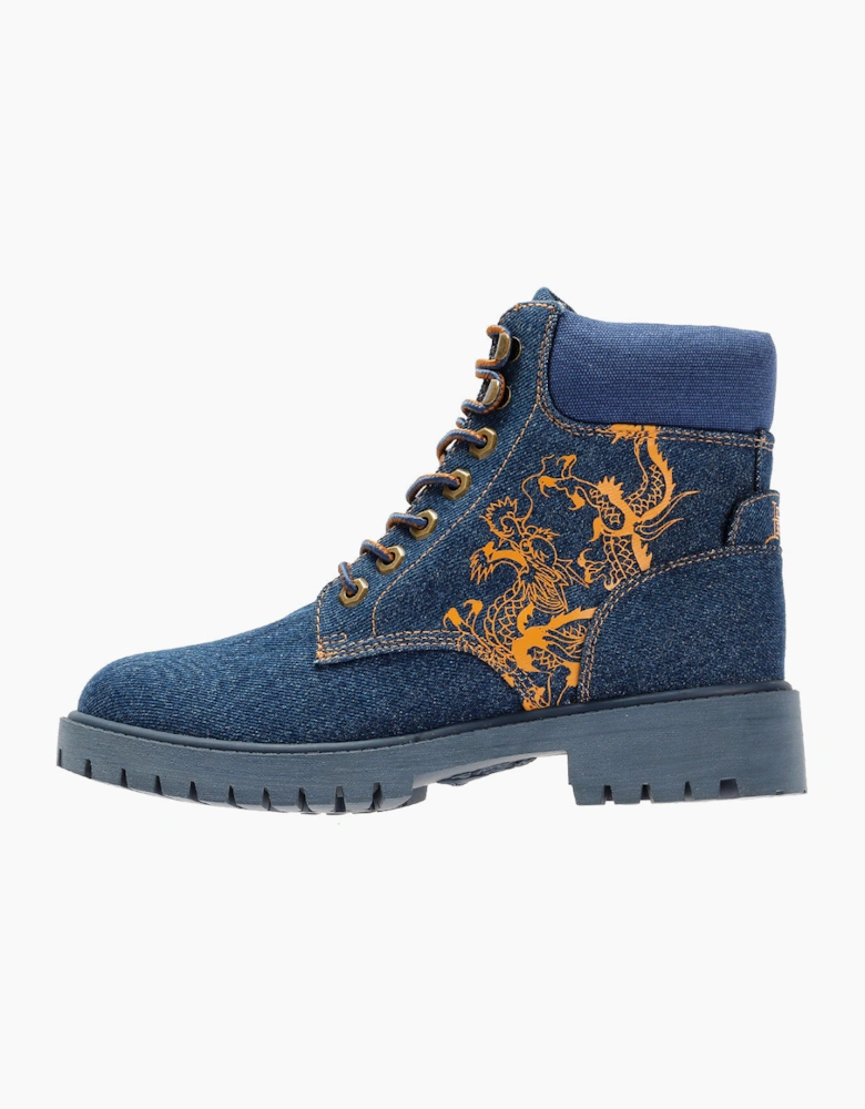 Ed Hardy Dancing Dragon Denim Women's Indigo Boots