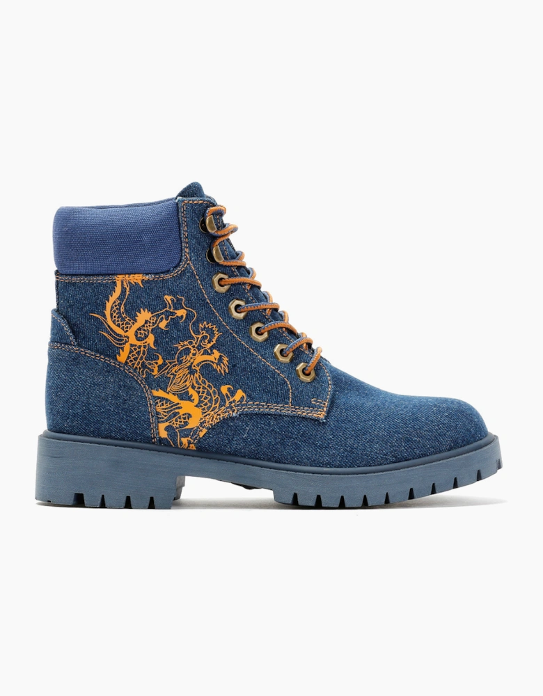 Ed Hardy Dancing Dragon Denim Women's Indigo Boots