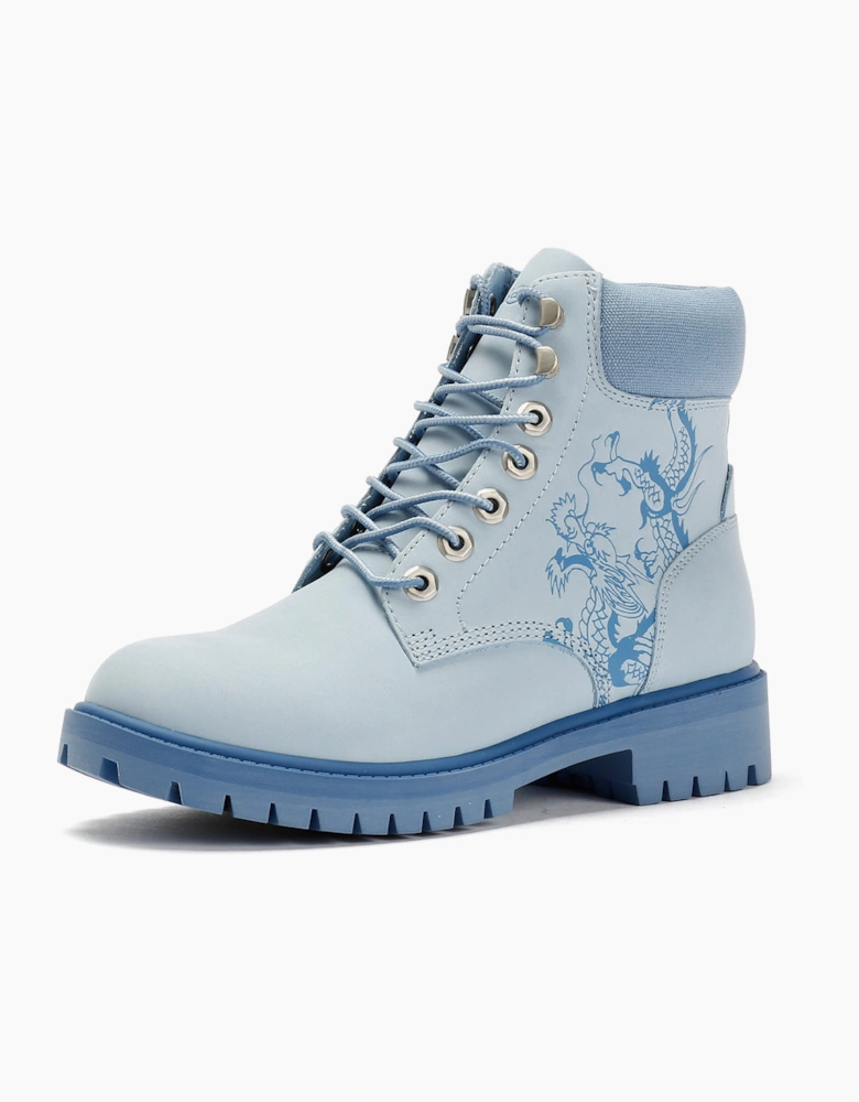 Ed Hardy Dancing Dragon Nubuck Women's Blue Boots