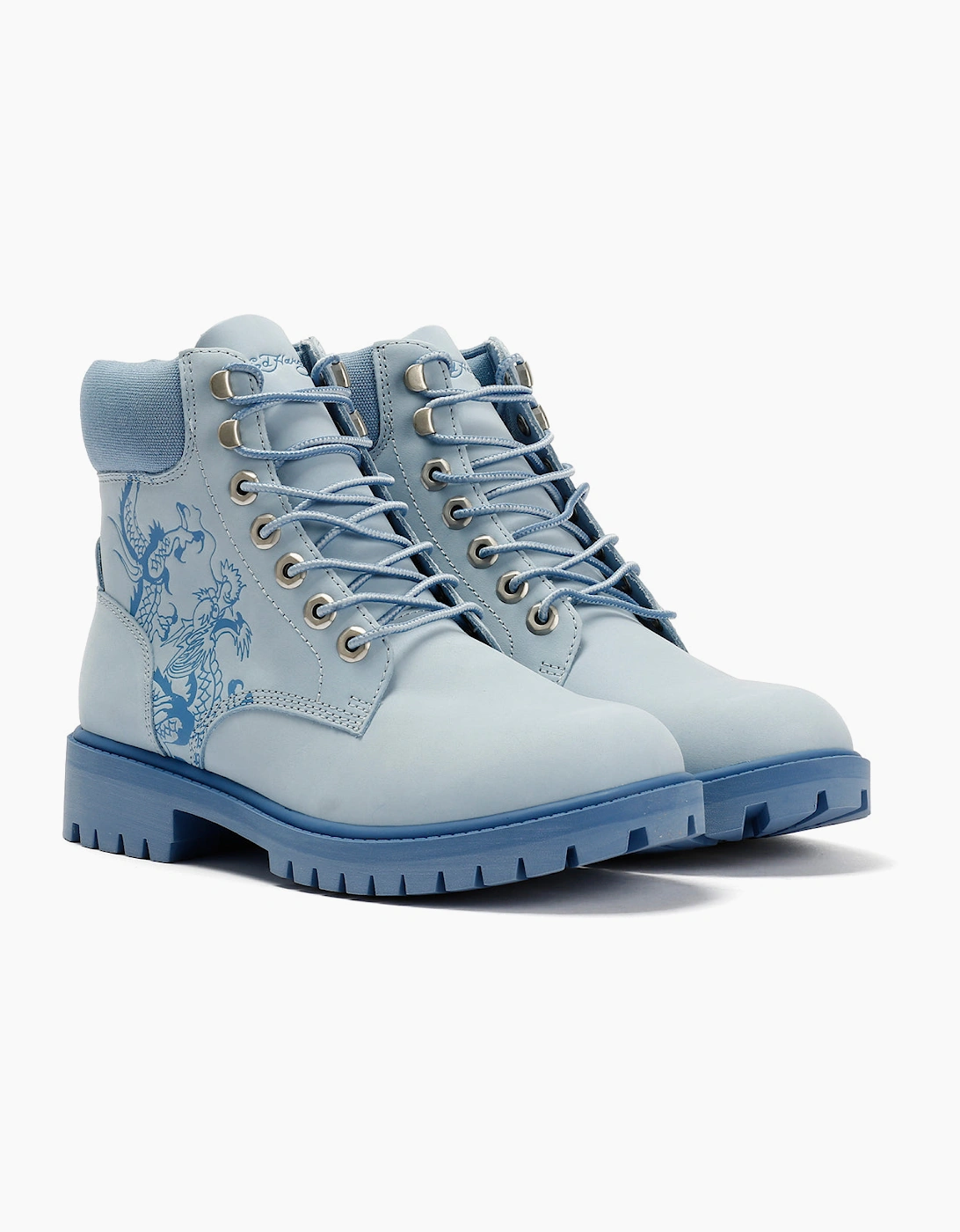 Ed Hardy Dancing Dragon Nubuck Women's Blue Boots