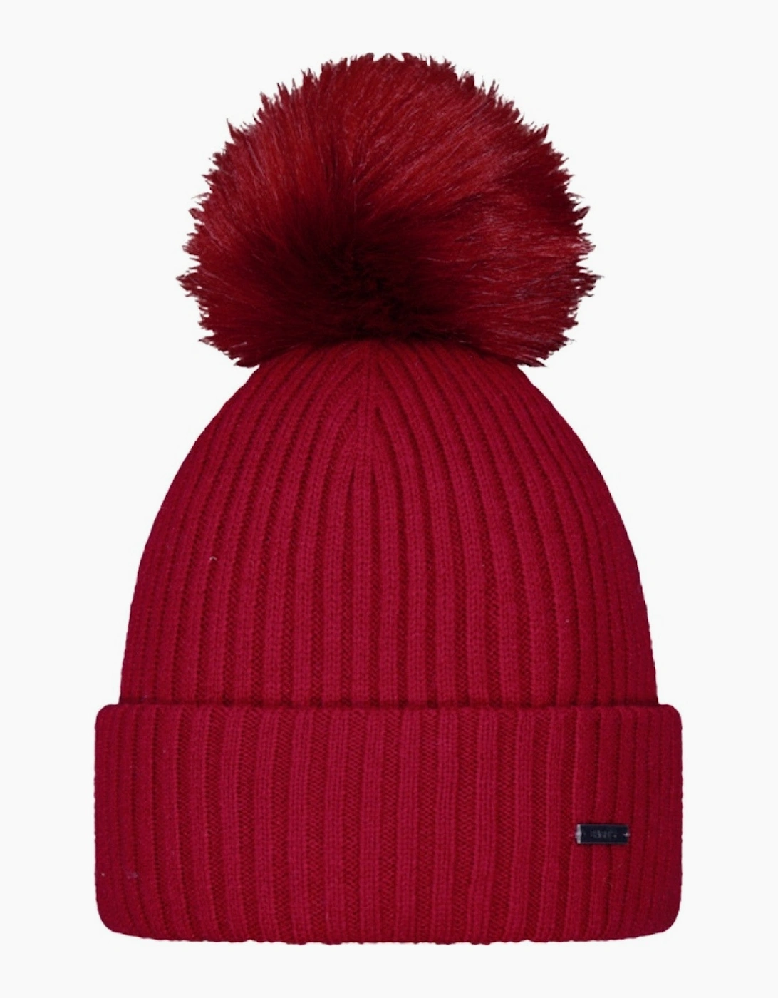 Women's Barts Womens Kenzie Big Stretchy Faux Fur Pom Bobble Hat - Red - Size: ONE size