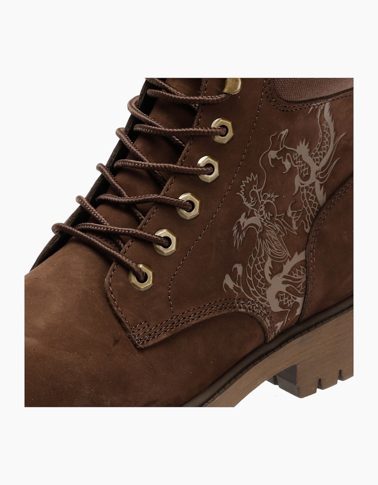 Ed Hardy Dancing Dragon Nubuck Men's Brown Boots