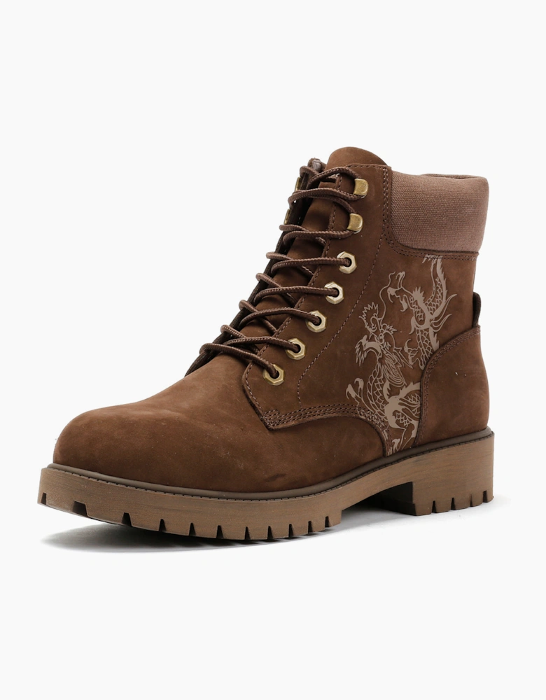 Ed Hardy Dancing Dragon Nubuck Men's Brown Boots