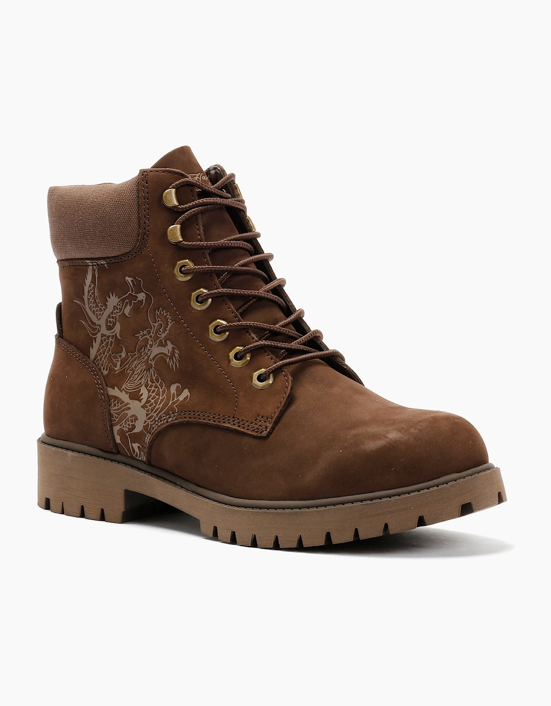Ed Hardy Dancing Dragon Nubuck Men's Brown Boots