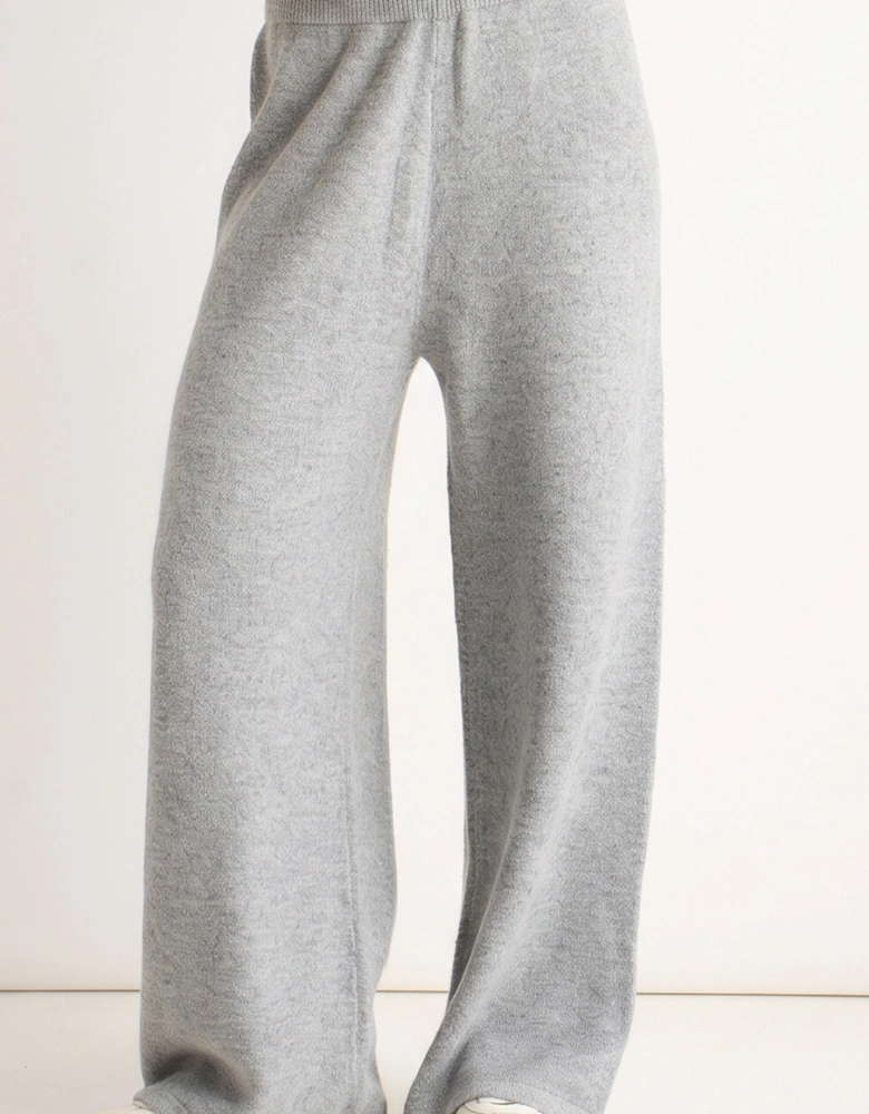 Grey Soft Knit Pull On Wide-Leg Trousers