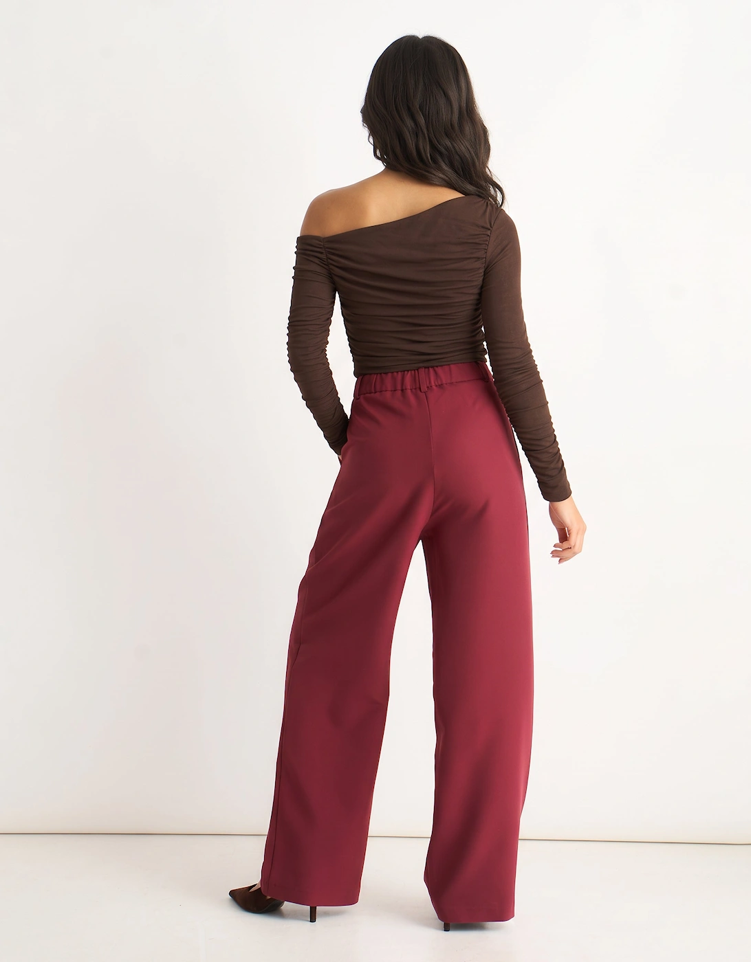 Rust Wide Leg Pleat Tailoring Trouser