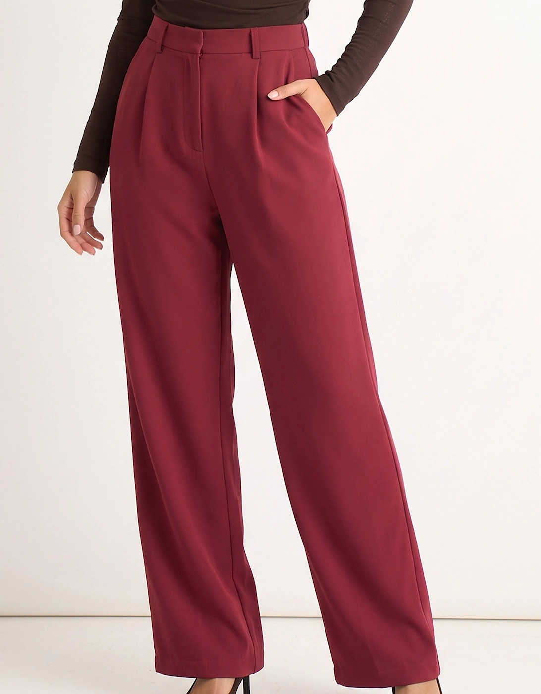 Rust Wide Leg Pleat Tailoring Trouser