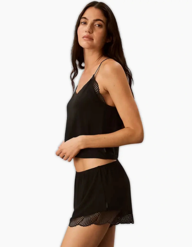 Modal Rib Lace Camisole, Black