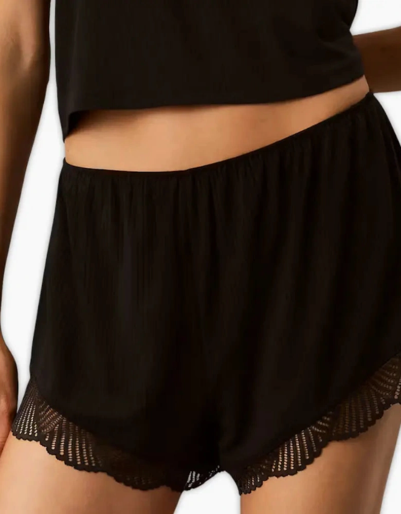 Modal Rib Lace Shortie, Black