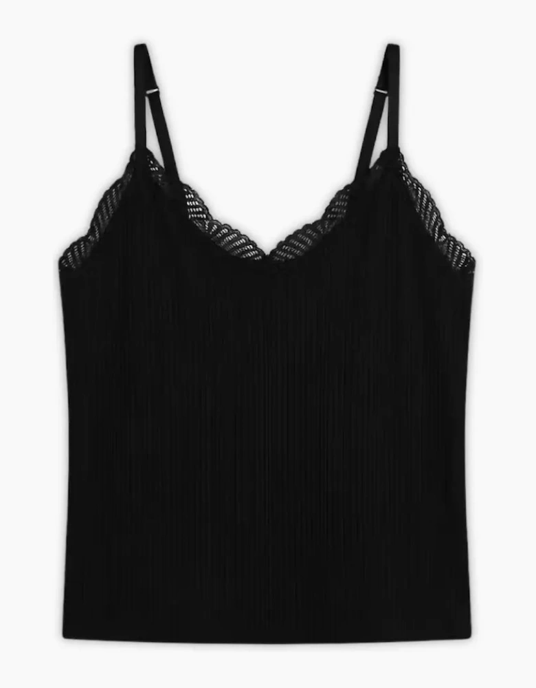 Modal Rib Lace Camisole, Black