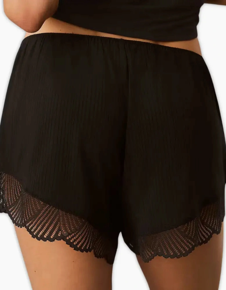Modal Rib Lace Shortie, Black