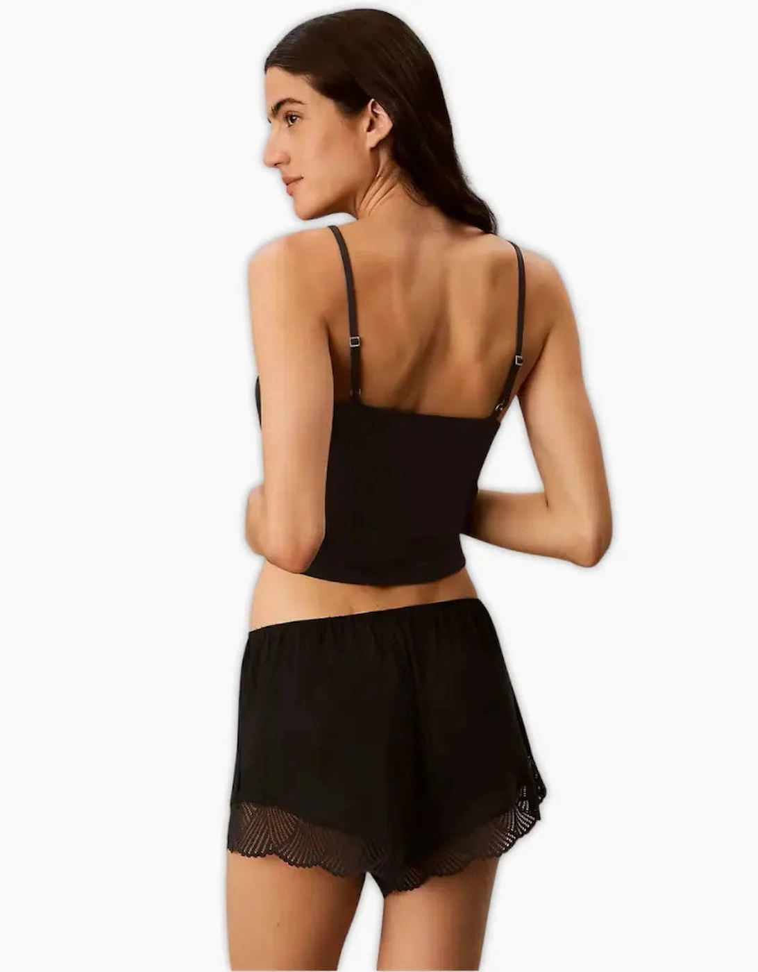 Modal Rib Lace Shortie, Black