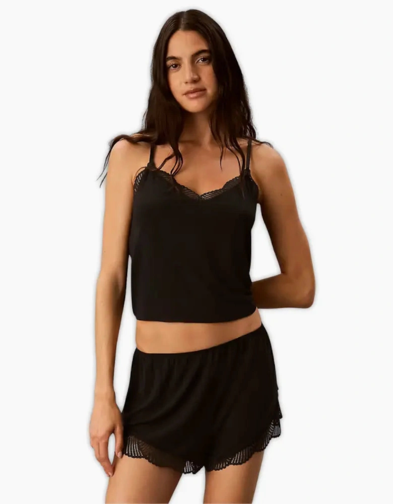 Modal Rib Lace Shortie, Black