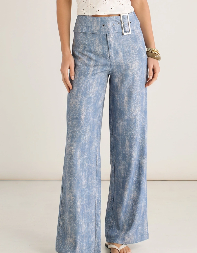 Blue Buckle Detail Trouser