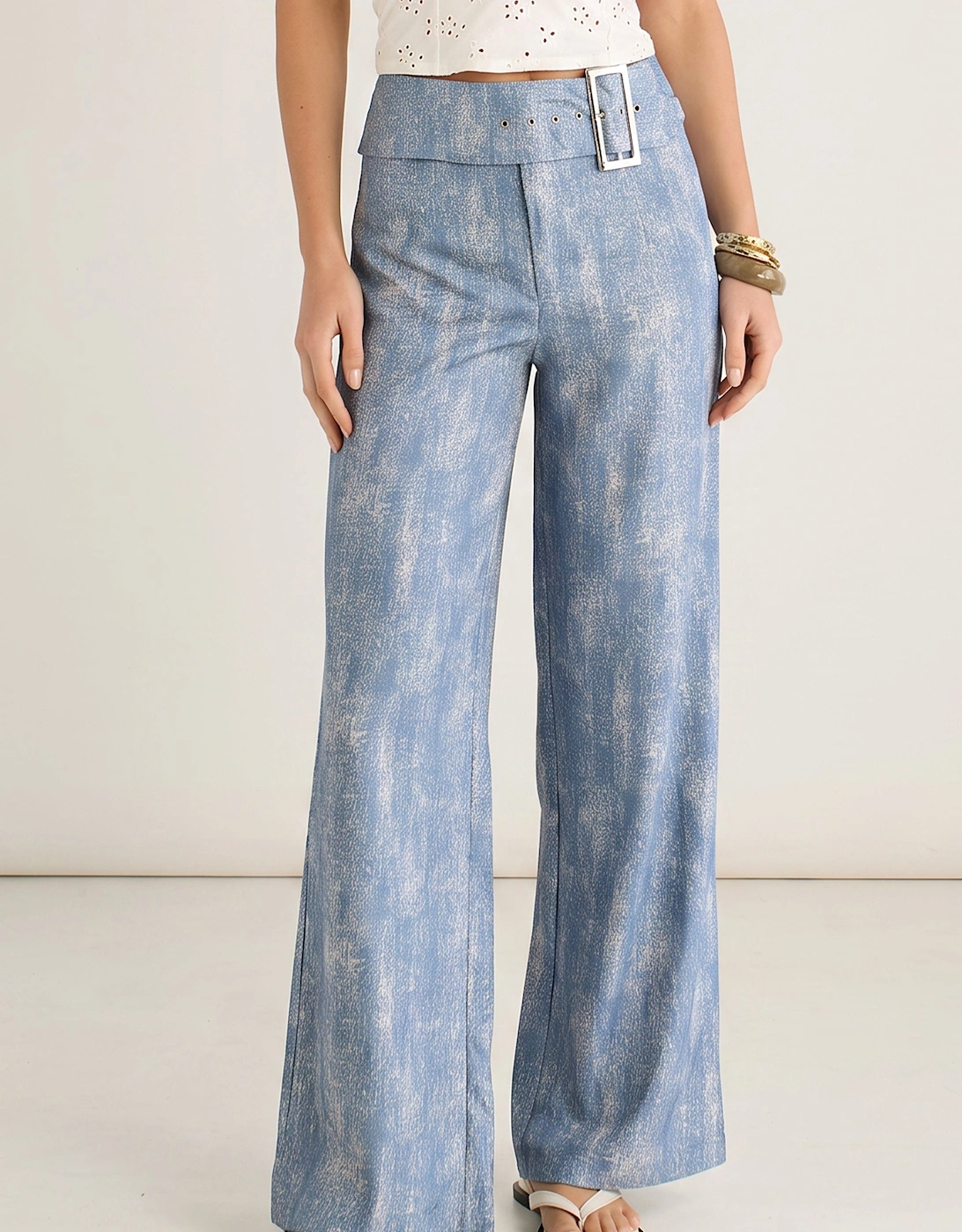 Blue Buckle Detail Trouser
