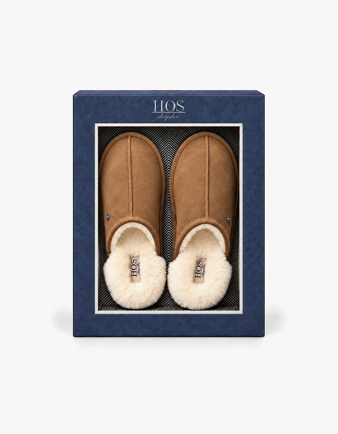 HOS Sheepskin EDWIN Mens Mules Chestnut