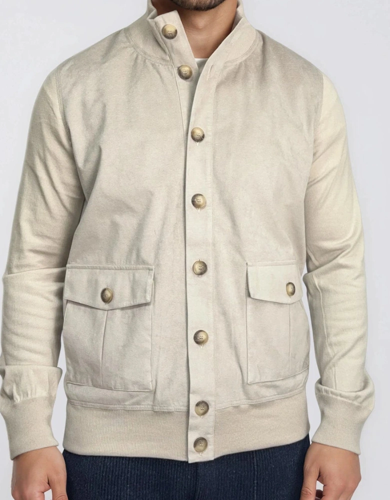 Gran Sasso Alcantara Suede-Effect Jacket in Beige