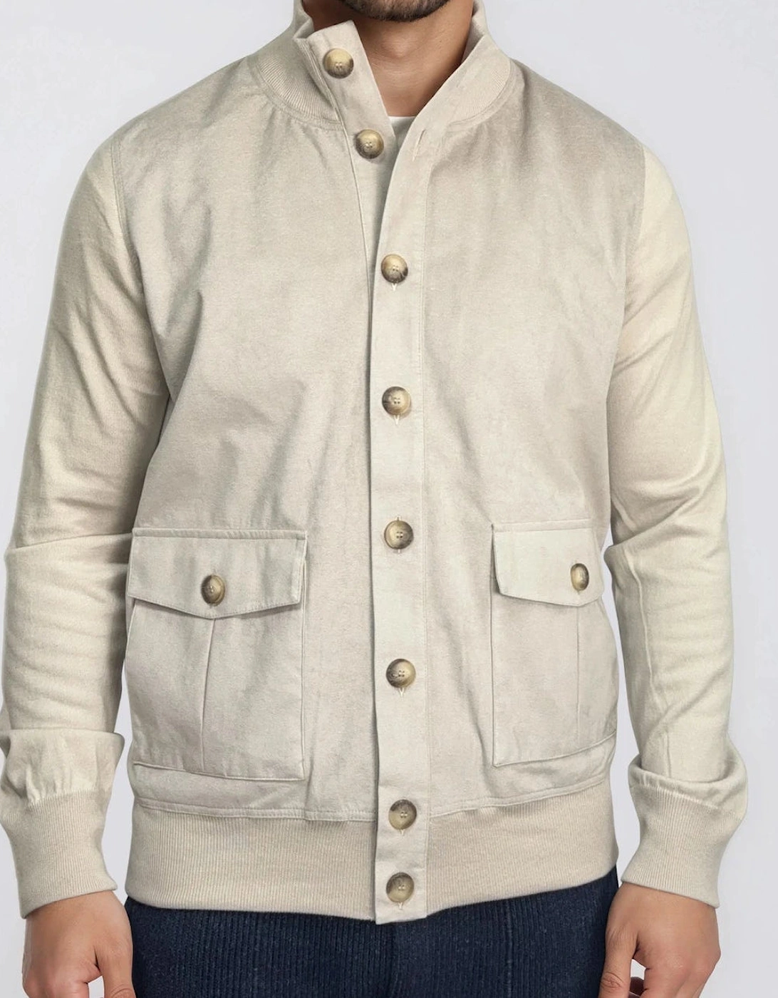 Gran Sasso Alcantara Suede-Effect Jacket in Beige