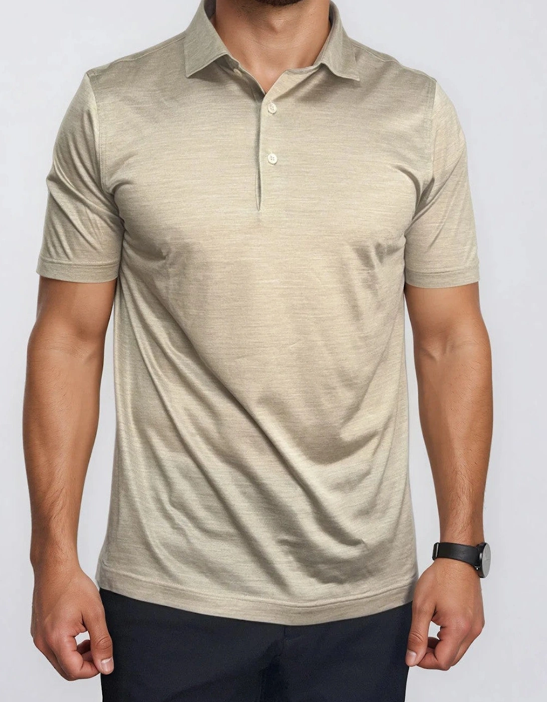 Gran Sasso Silk Polo Shirt in Beige
