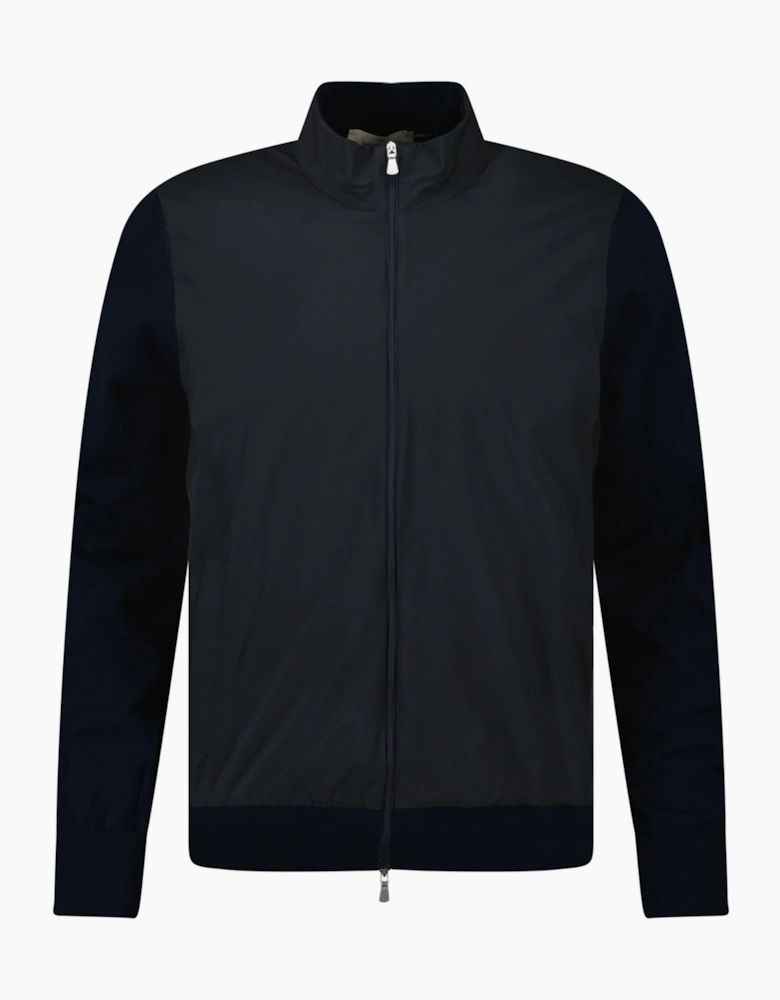 Gran Sasso Full Zip Cotton & Nylon Jacket in Black/Navy