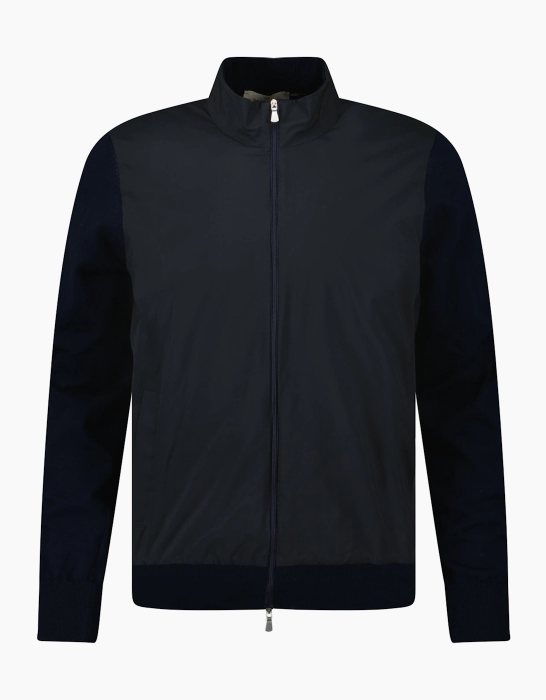 Men's Gran Sasso Full Zip Cotton & Nylon Jacket in Black/Navy - Size: 38/Regular