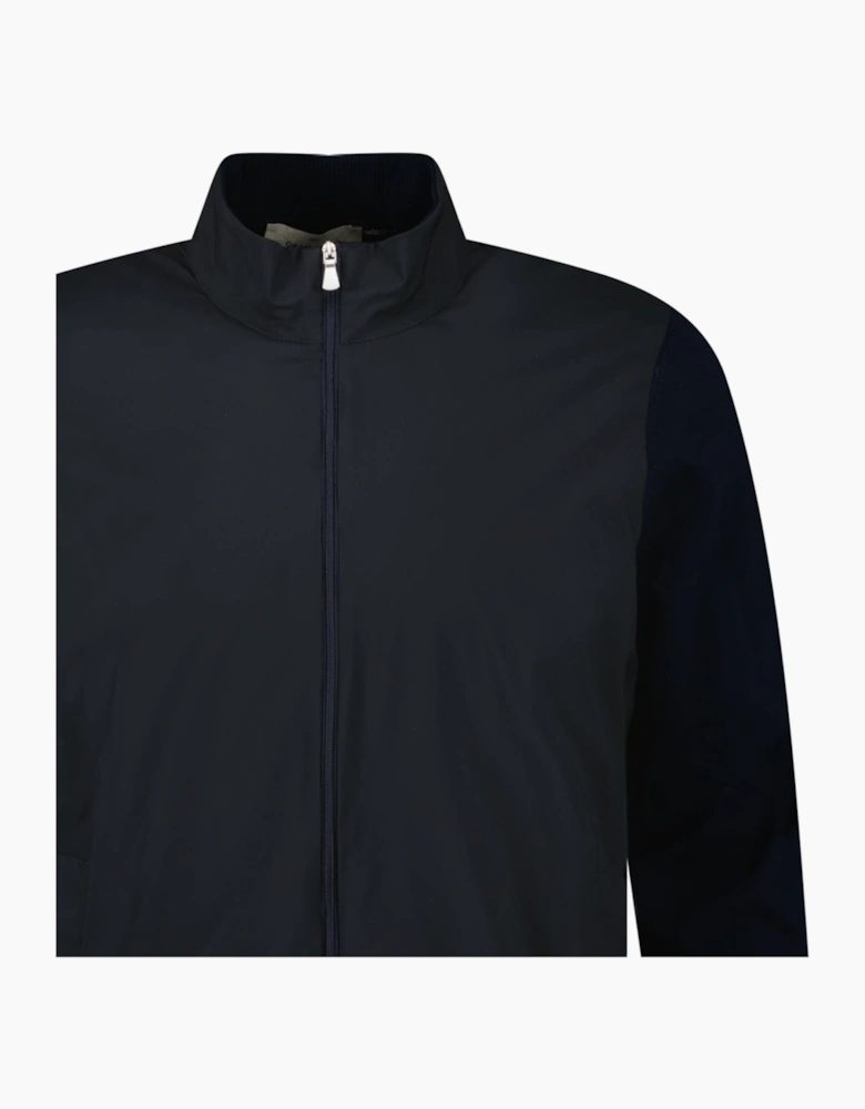Gran Sasso Full Zip Cotton & Nylon Jacket in Black/Navy