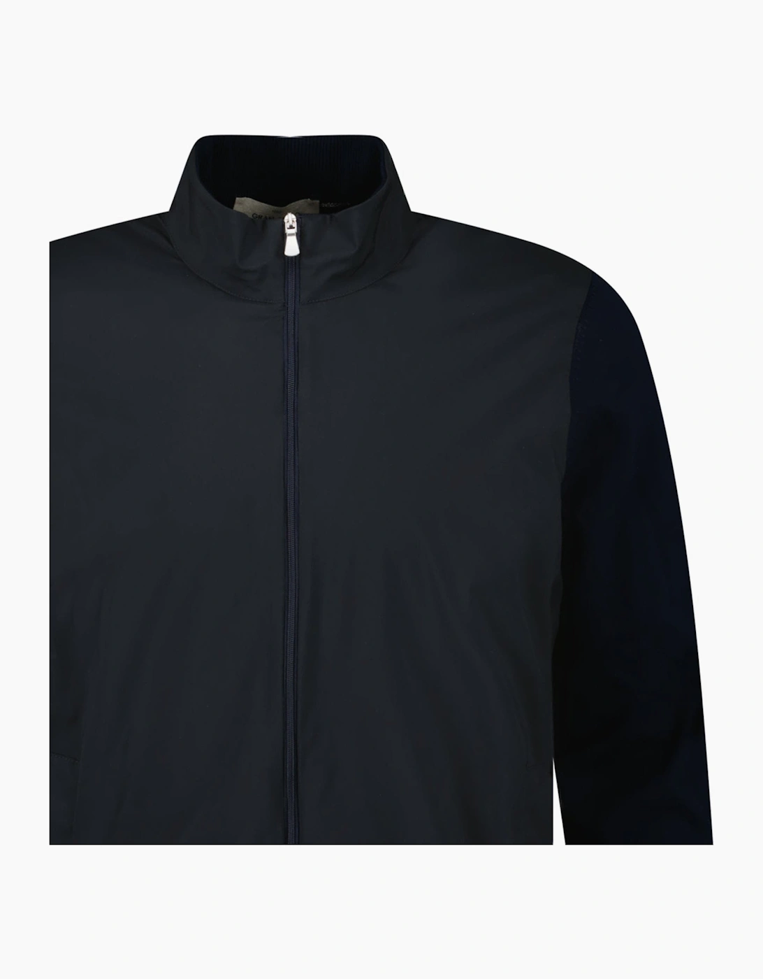 Gran Sasso Full Zip Cotton & Nylon Jacket in Black/Navy