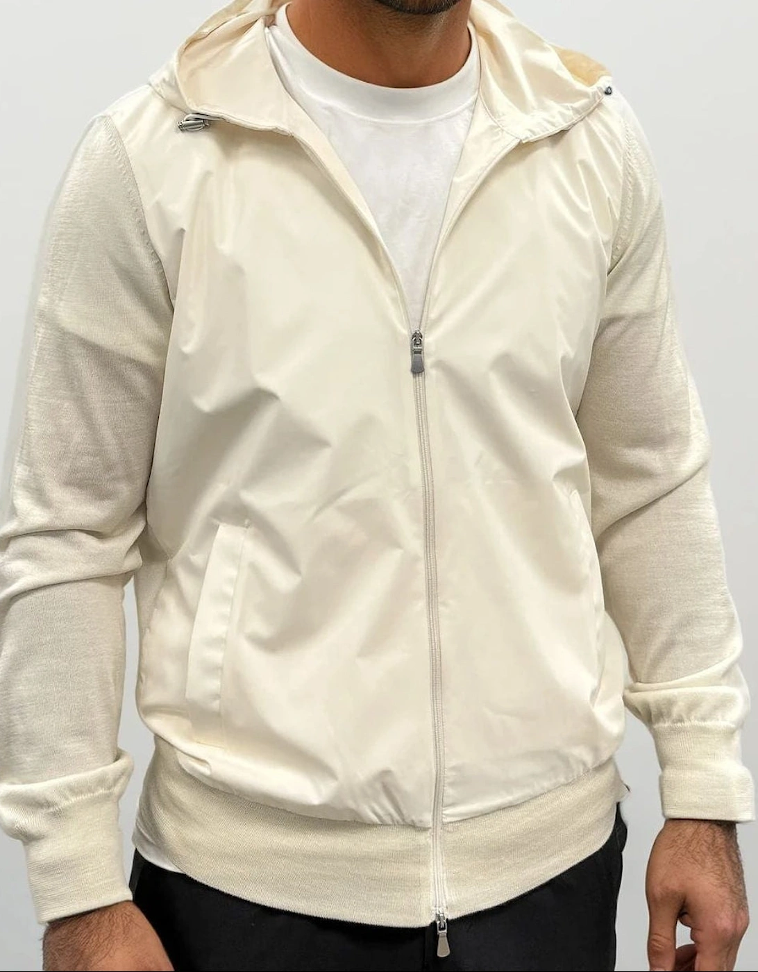 Gran Sasso Athleisure Hooded Jacket in Cream