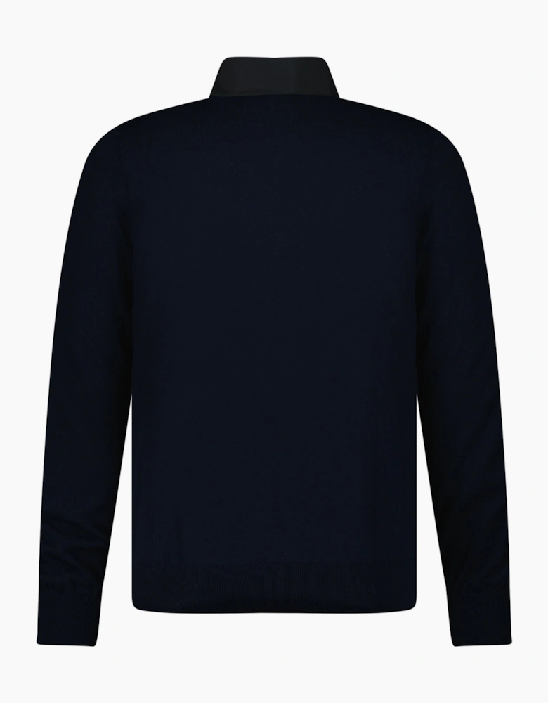 Gran Sasso Full Zip Cotton & Nylon Jacket in Black/Navy