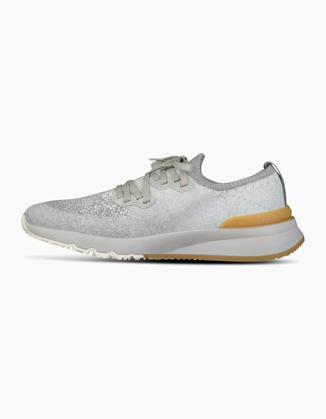 Brunello Cucinelli Cotton-Blend Chiné-Knit Sneakers in Grey