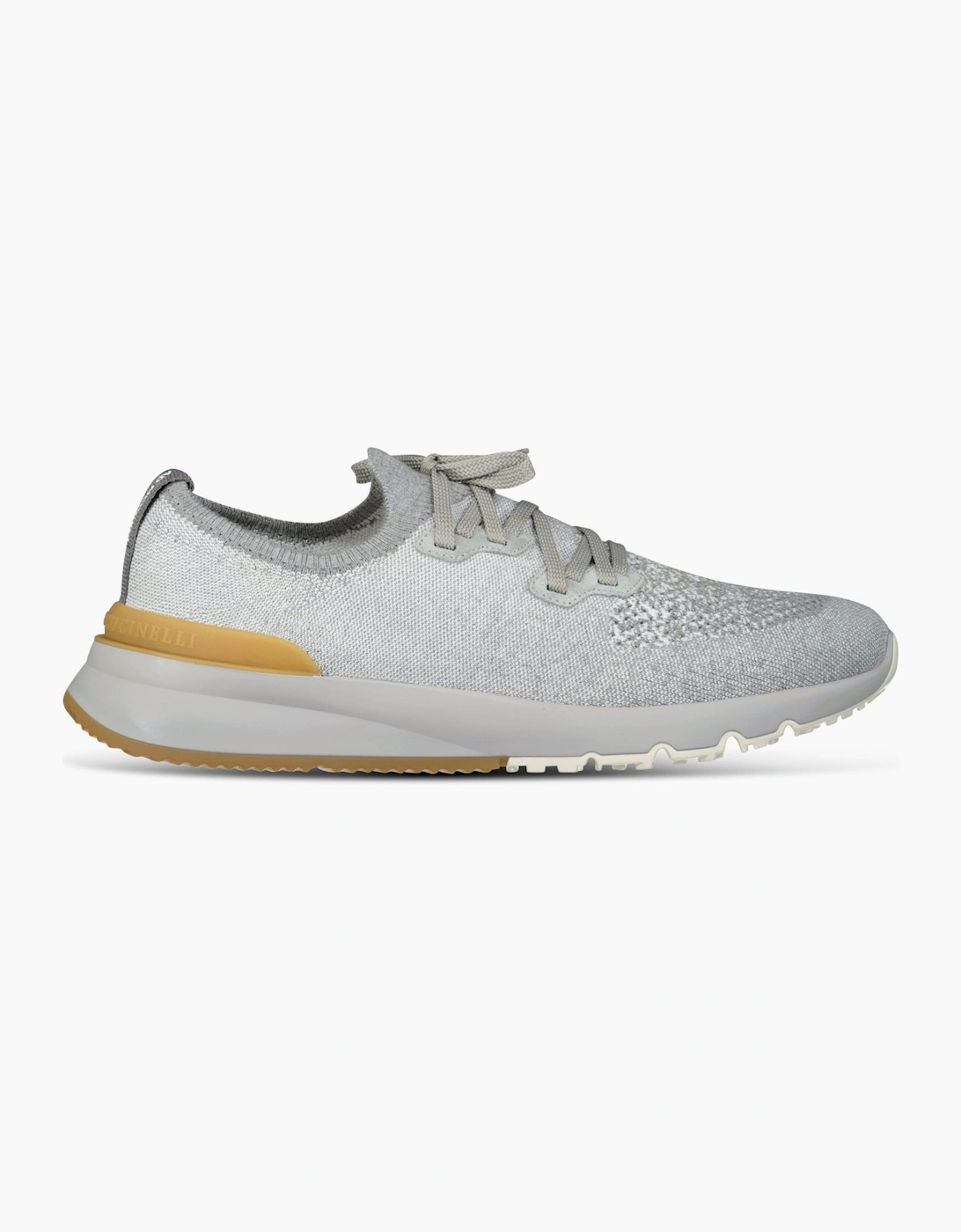 Brunello Cucinelli Cotton-Blend Chiné-Knit Sneakers in Grey