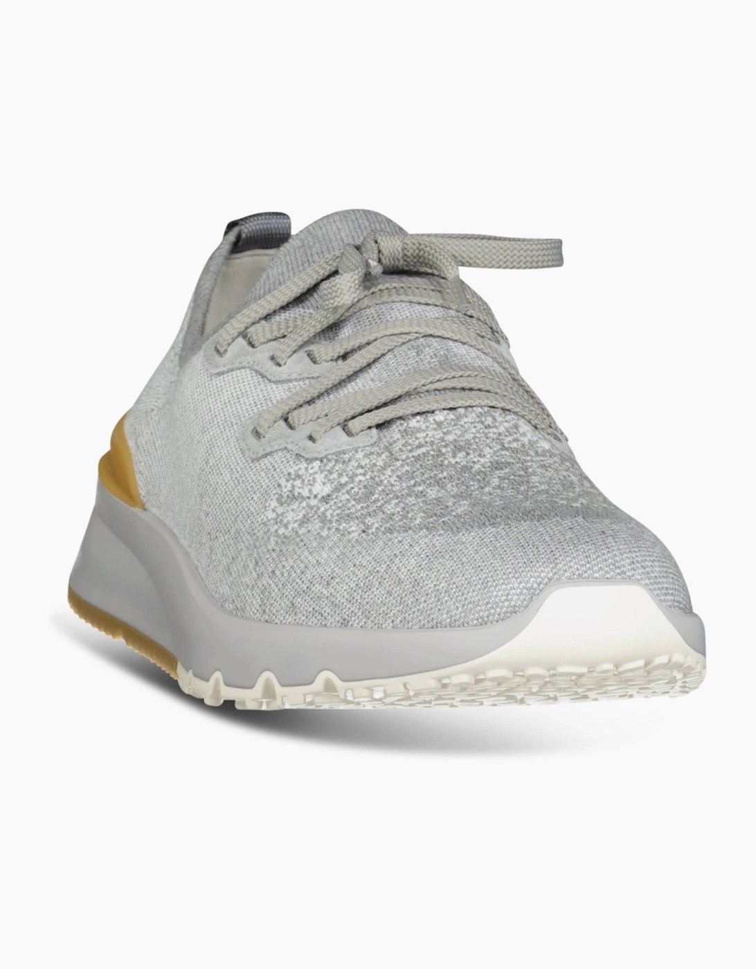 Brunello Cucinelli Cotton-Blend Chiné-Knit Sneakers in Grey