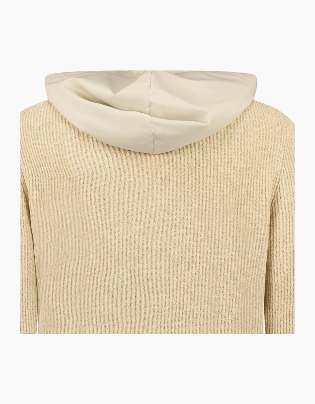 Gran Sasso Ribbed Zip-Up Hoodie in Beige