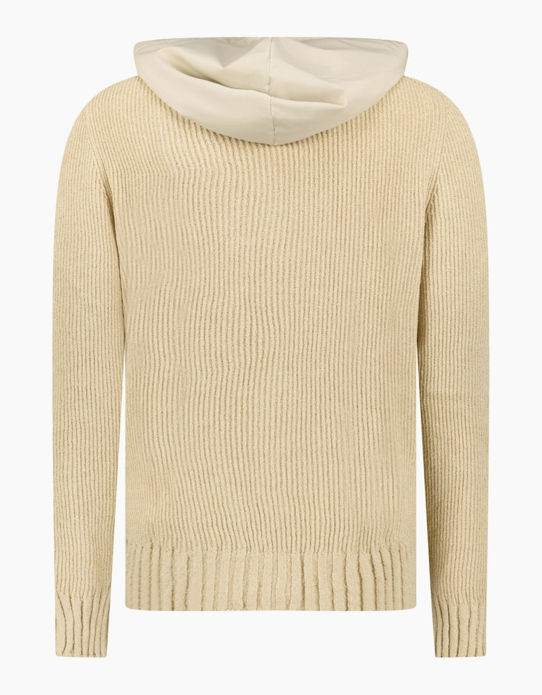 Gran Sasso Ribbed Zip-Up Hoodie in Beige