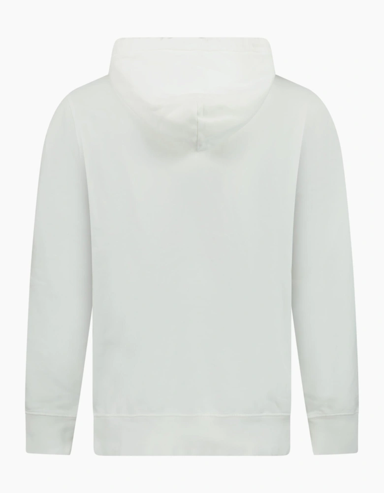 CP Company Brushed Emerised Diagonal Fleece Hoodie in White