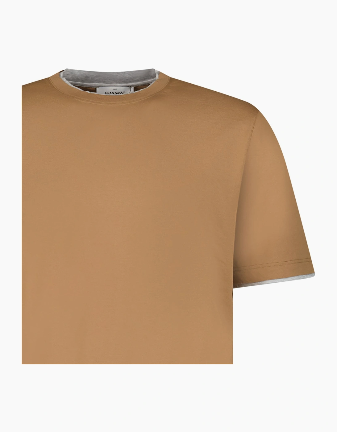 Gran Sasso Pure Cotton T-Shirt in Brown / Light Grey