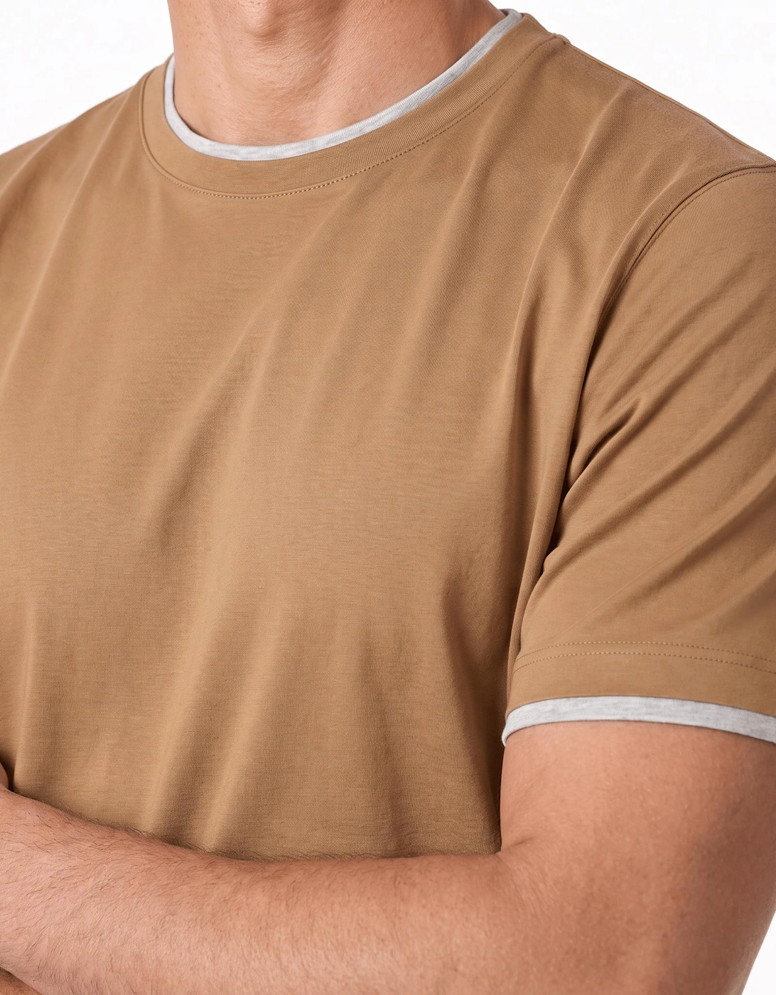 Gran Sasso Pure Cotton T-Shirt in Brown / Light Grey