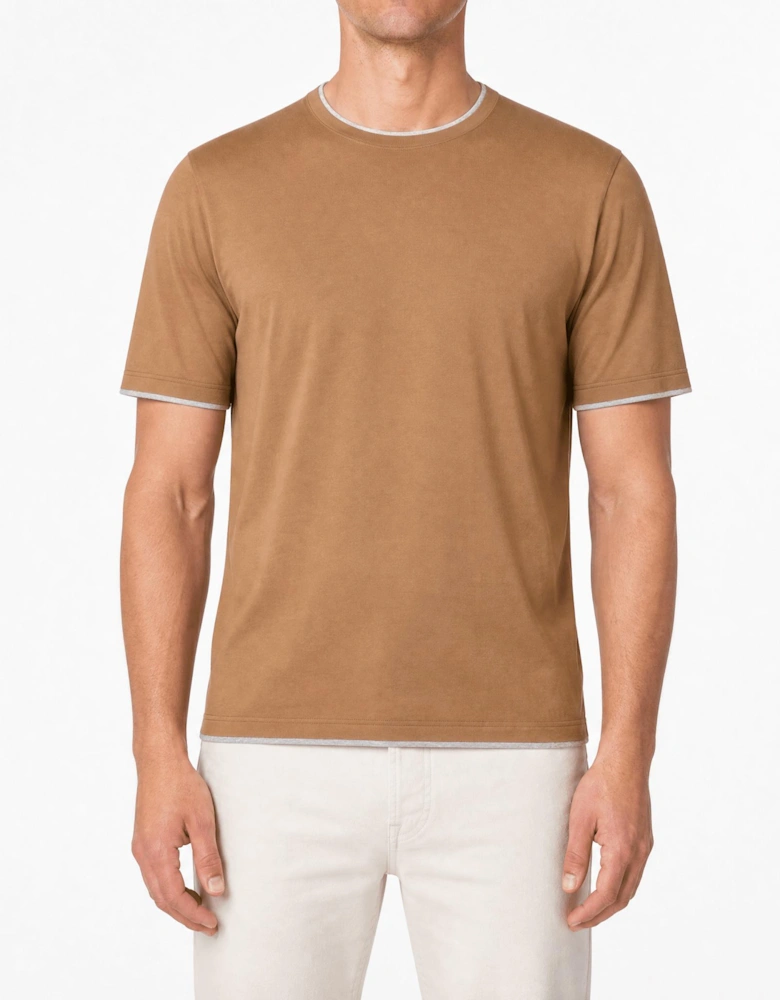 Gran Sasso Pure Cotton T-Shirt in Brown / Light Grey