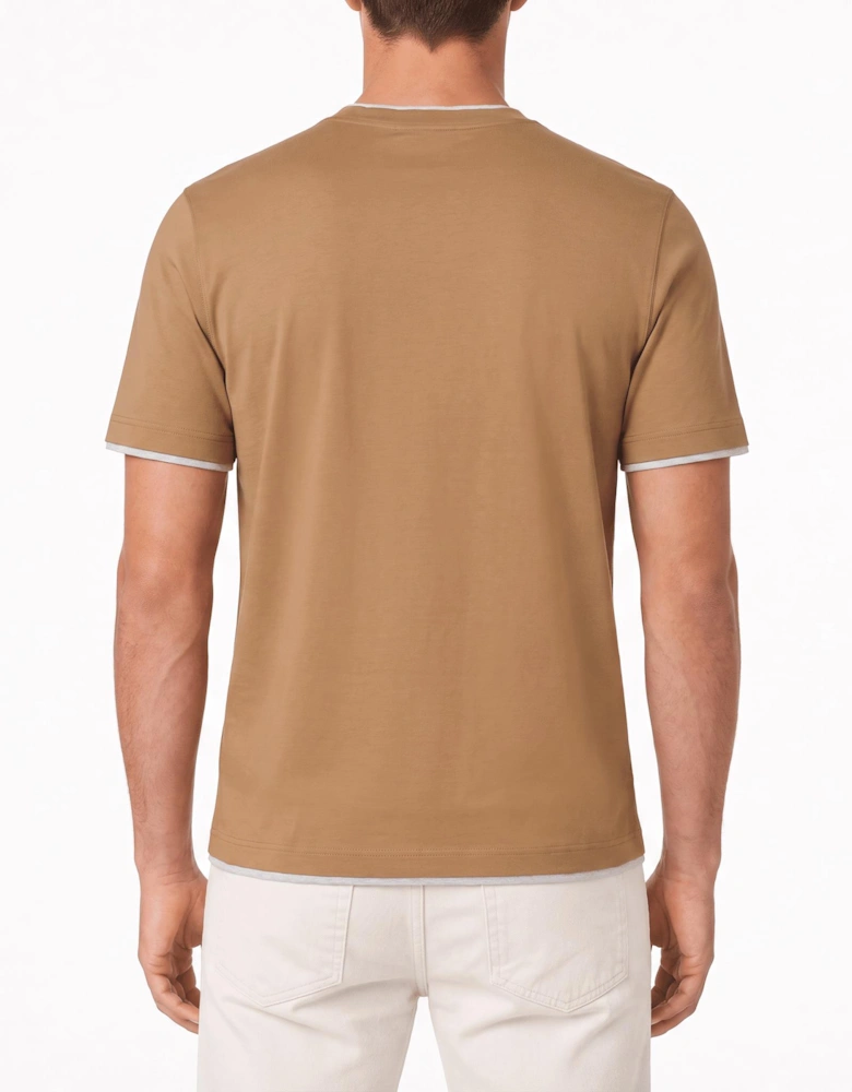 Gran Sasso Pure Cotton T-Shirt in Brown / Light Grey