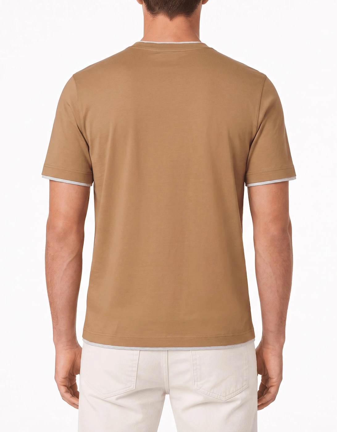 Gran Sasso Pure Cotton T-Shirt in Brown / Light Grey