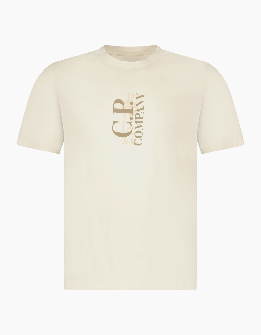 CP Company 30/1 Jersey Short Sleeve Printed T-Shirt in Gauze White