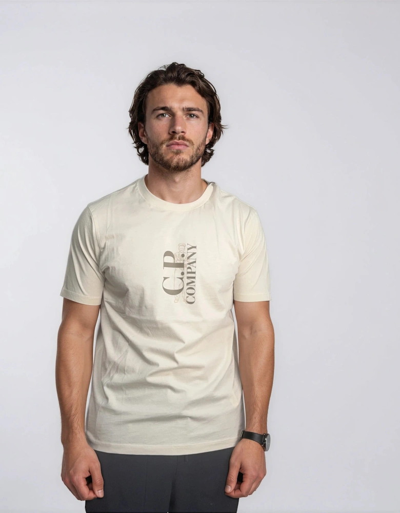 CP Company 30/1 Jersey Short Sleeve Printed T-Shirt in Gauze White