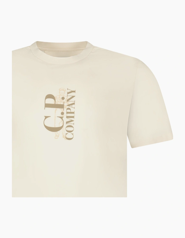 CP Company 30/1 Jersey Short Sleeve Printed T-Shirt in Gauze White