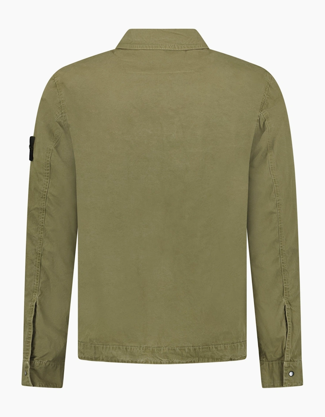 Stone Island Brushed Organic Cotton Canvas ‘OLD’ Effect Overshirt in Military Green